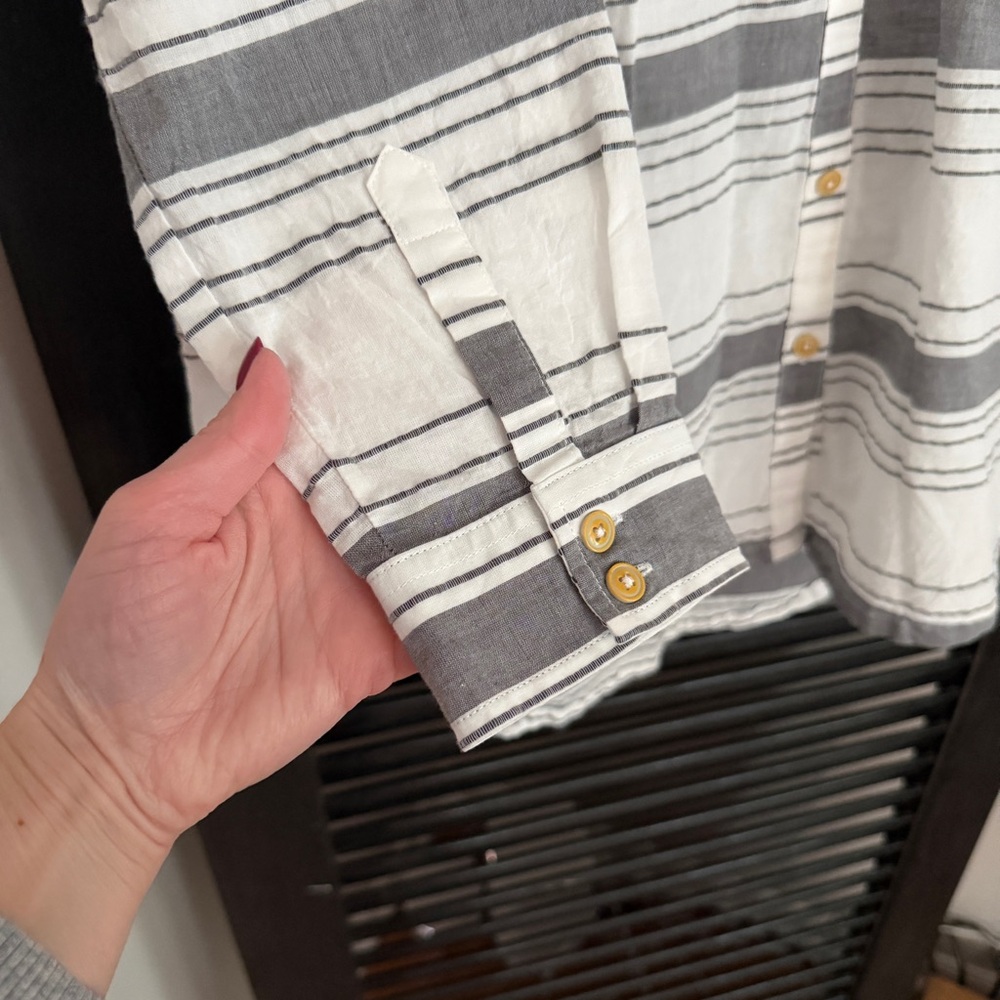 Matilda Jane x Joanna Gaines Striped Cotton Button Down Shirt Women Size L - Picture 9 of 10